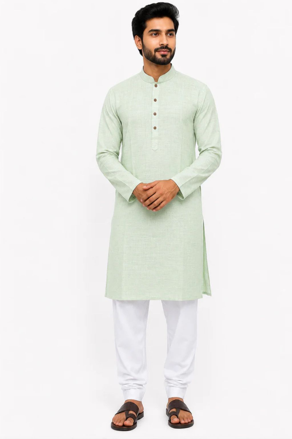 Men's Fresh Mint Linen Cotton Kurta – Crisp, Soft
