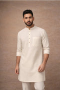 Men's Cream Pure 60 Lee 100% Linen Kurta
