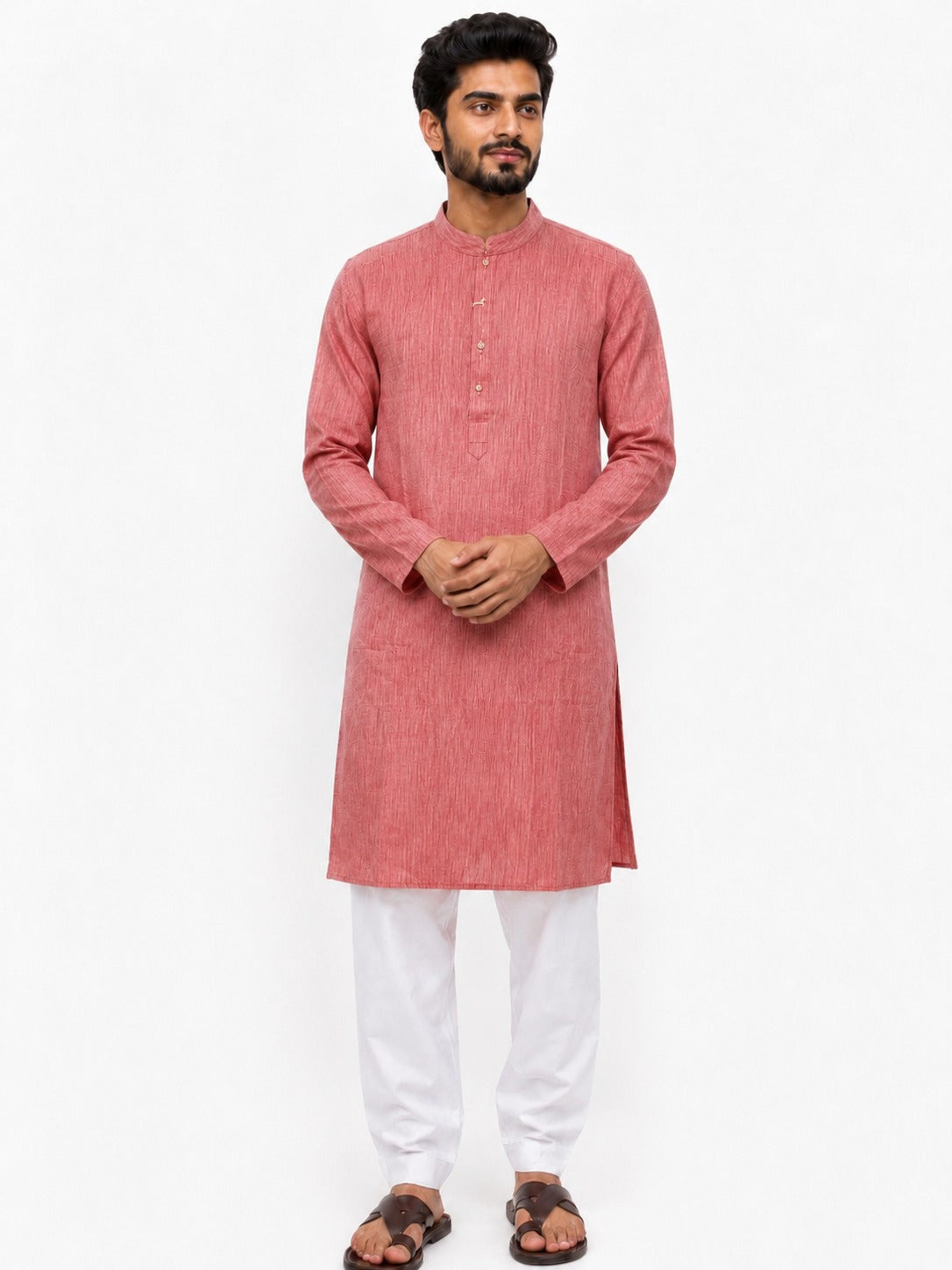 Blended Marble Effect Maroon Men's Kurta – Elegant Ethnic Wear