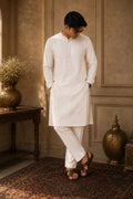 Peach Diamond Satin Kurta & Pant Set