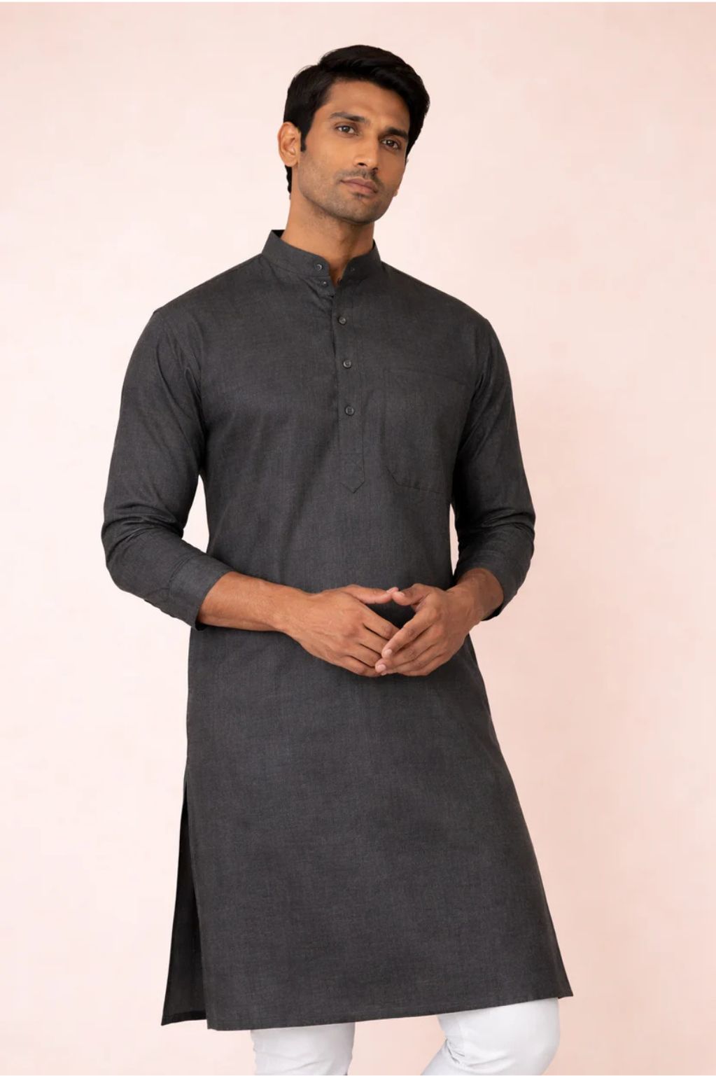 Men's Black Pure 60 Lee 100% Linen Kurta