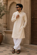 Fawn Lucknowi Embroidered Pastel Kurta
