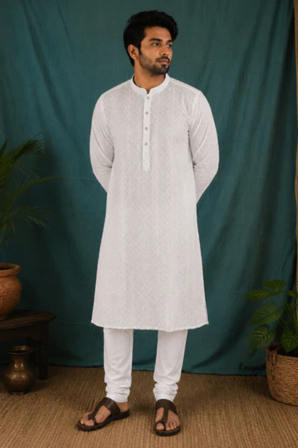 White Chikankari Cotton Kurta