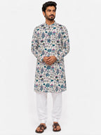 Men's Ethnic Warli Print Kurta on Natural Cotton Fabric – Multi Color