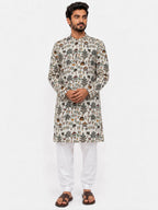 Men's Ethnic Warli Print Kurta on Natural Cotton Fabric – Multi Color