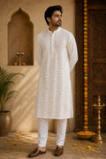 White Intricate Chikankari Cotton Kurta