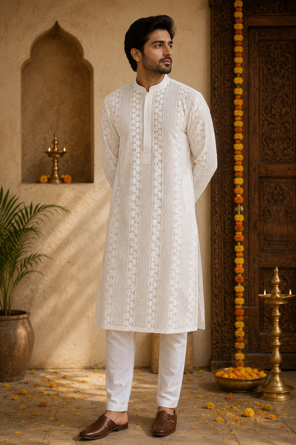 White Intricate Chikankari Cotton Kurta