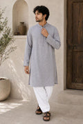 Grey Lucknowi Embroidered Cotton Voile Kurta