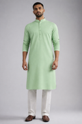 Men's Olive 60 Lee Linen Blended Kurta
