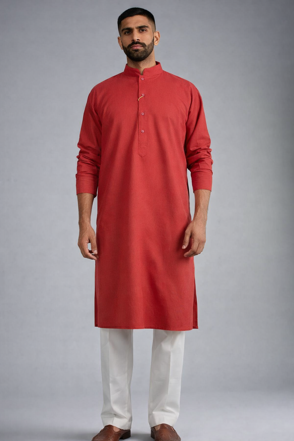 Men's Rust  60 Lee Linen Blended Kurta
