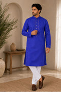 Dark Purple Tone-on-Tone Embroidered Kurta