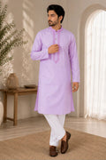 Purple Tone-on-Tone Neck Embroidered Kurta