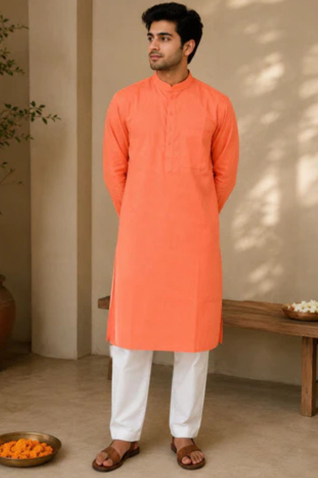 Carrot Linen Blend Classic Kurta