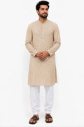 Natural Jute Textured Base Men's Kurta – Fawn Ethnic Wear