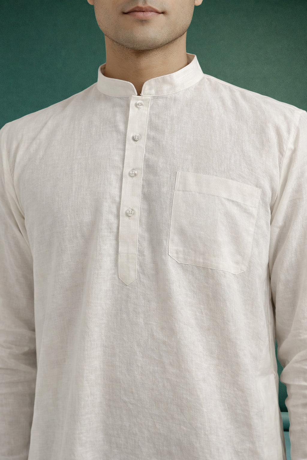 Men's White Pure 60 Lee 100% Linen Kurta