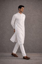 Men's White Pure 60 Lee 100% Linen Kurta