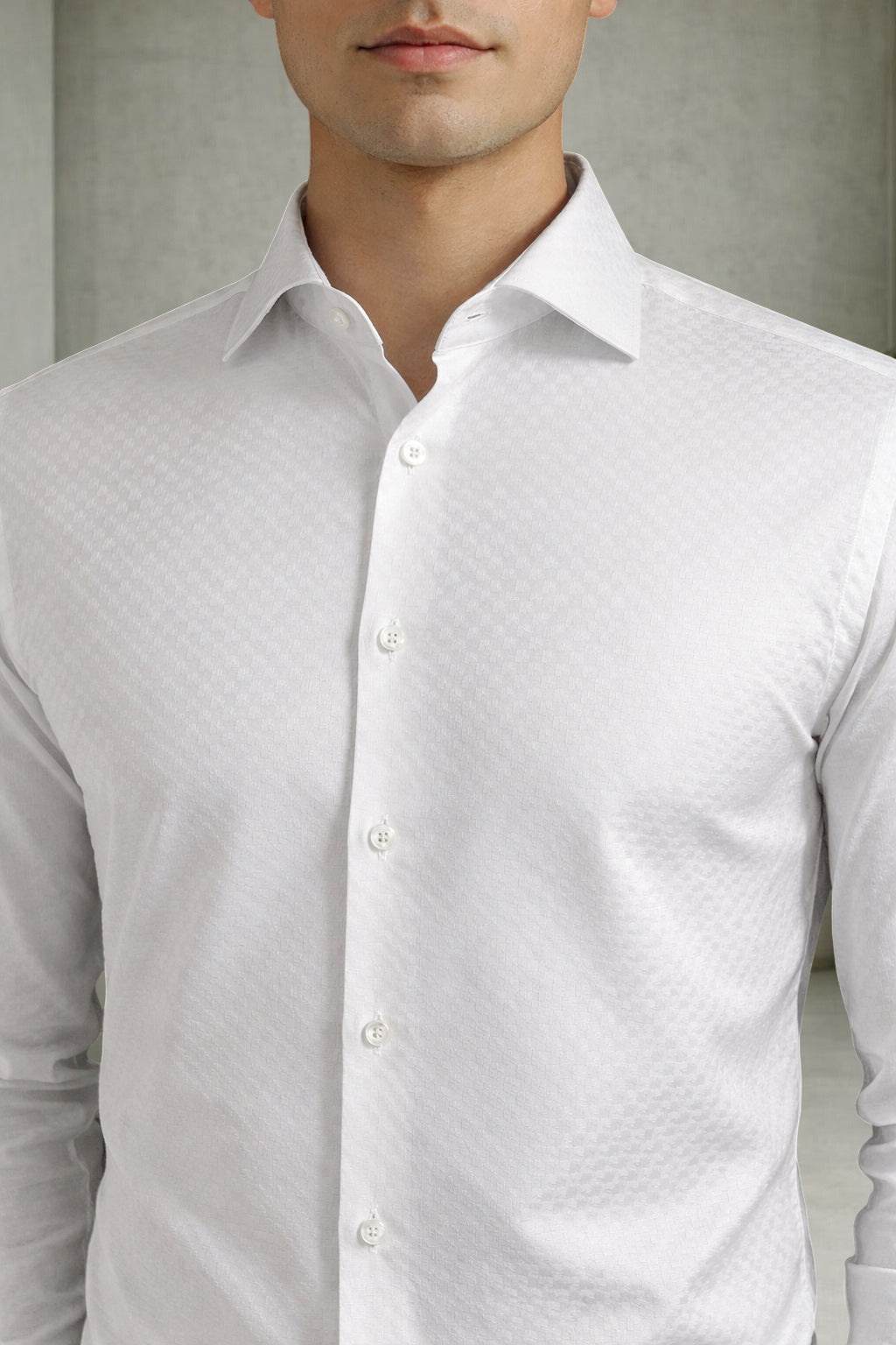 White Dobby 100% Cotton Shirt – Premium Classic Wear