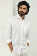 White Jacquard 100% Cotton Shirt – Premium Textured Finish