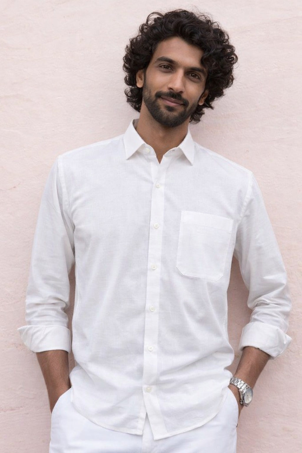 White Slub 100% Cotton Shirt – Premium Casual Wear
