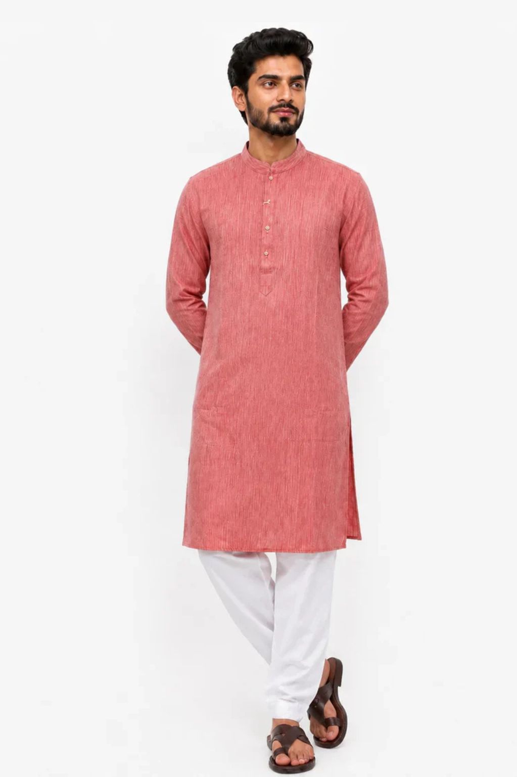 Blended Marble Effect Maroon Men's Kurta – Elegant Ethnic Wear